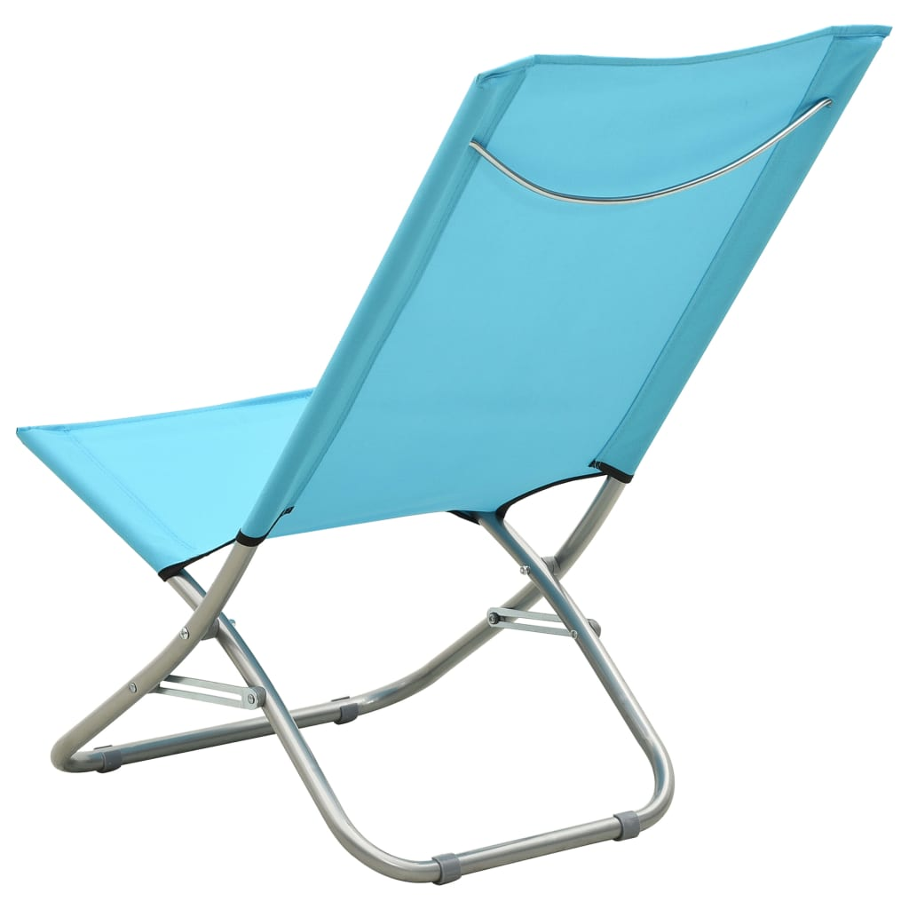 Folding Beach Chairs - Set of 2 - Turquoise Fabric