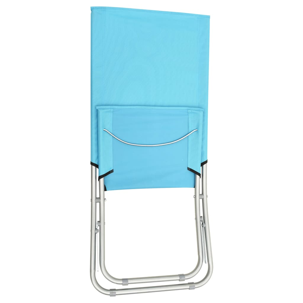 Folding Beach Chairs - Set of 2 - Turquoise Fabric