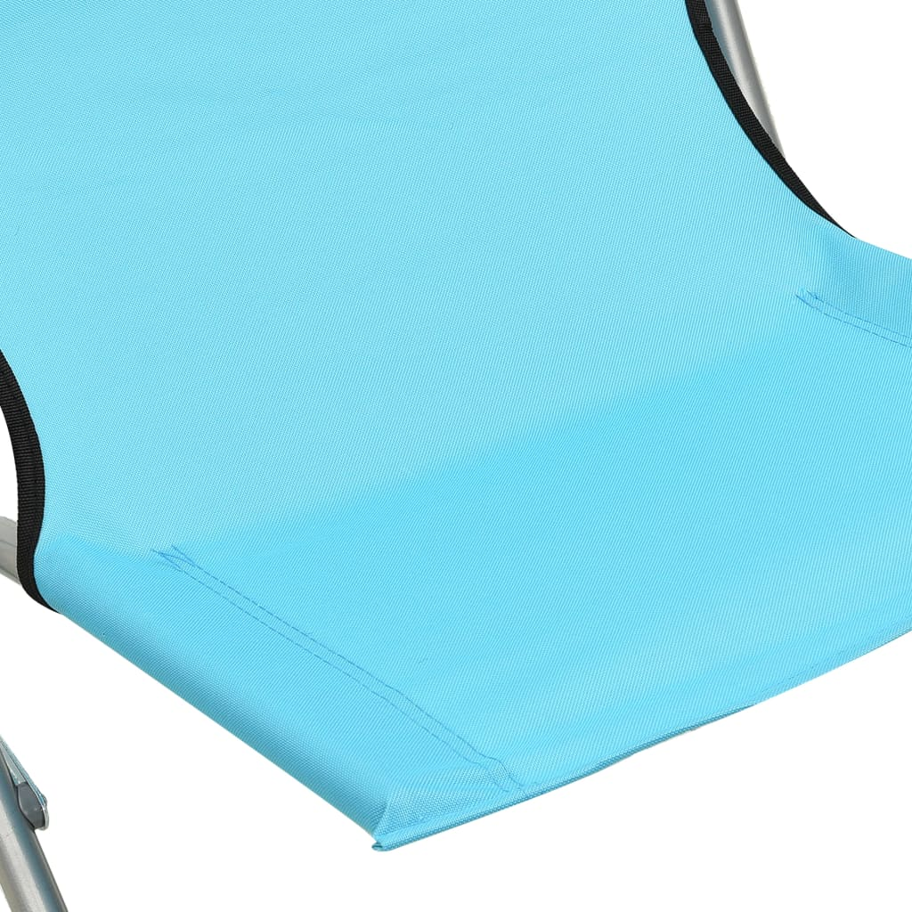 Folding Beach Chairs - Set of 2 - Turquoise Fabric