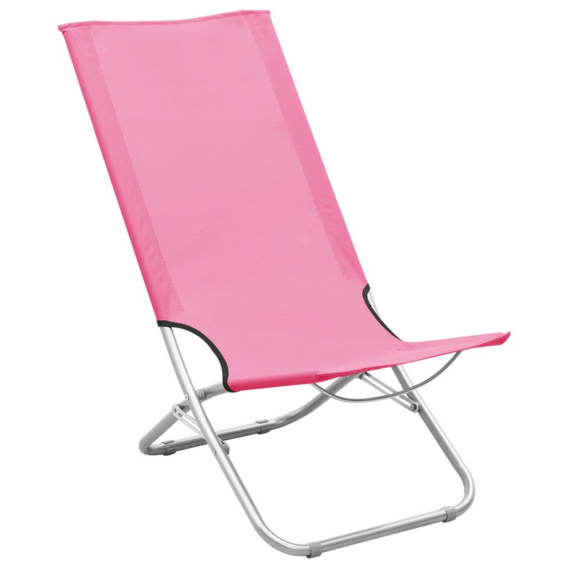 Folding Beach Chairs 2 pcs Pink Fabric - Trendy and Comfortable