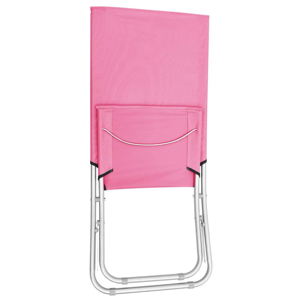 Folding Beach Chairs 2 pcs Pink Fabric - Trendy and Comfortable