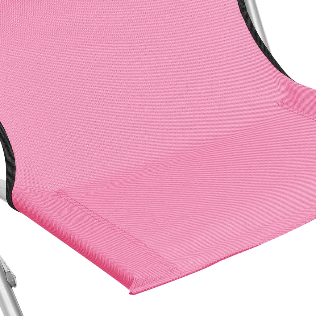 Folding Beach Chairs 2 pcs Pink Fabric - Trendy and Comfortable