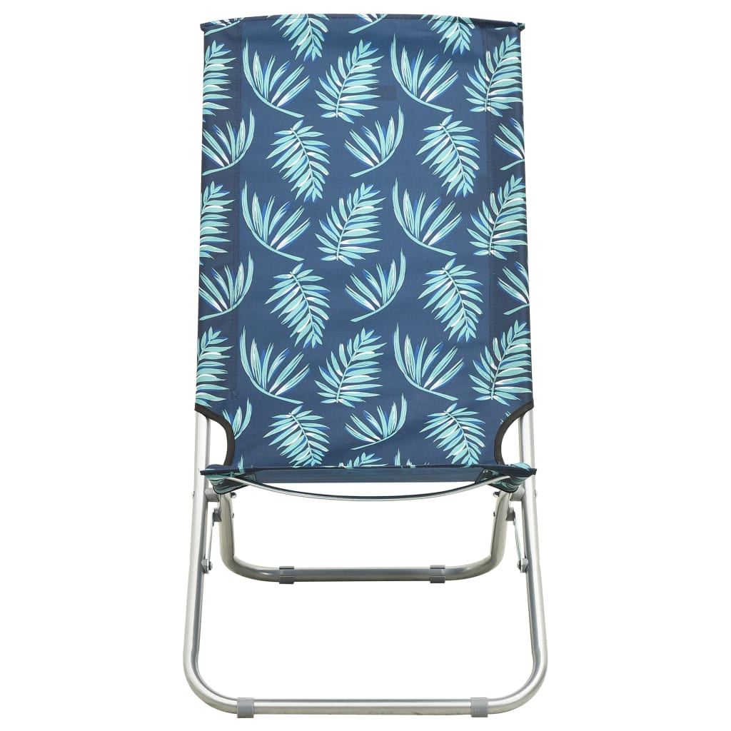 Folding Beach Chairs 2 pcs Leaf Print Fabric - Comfortable and Durable