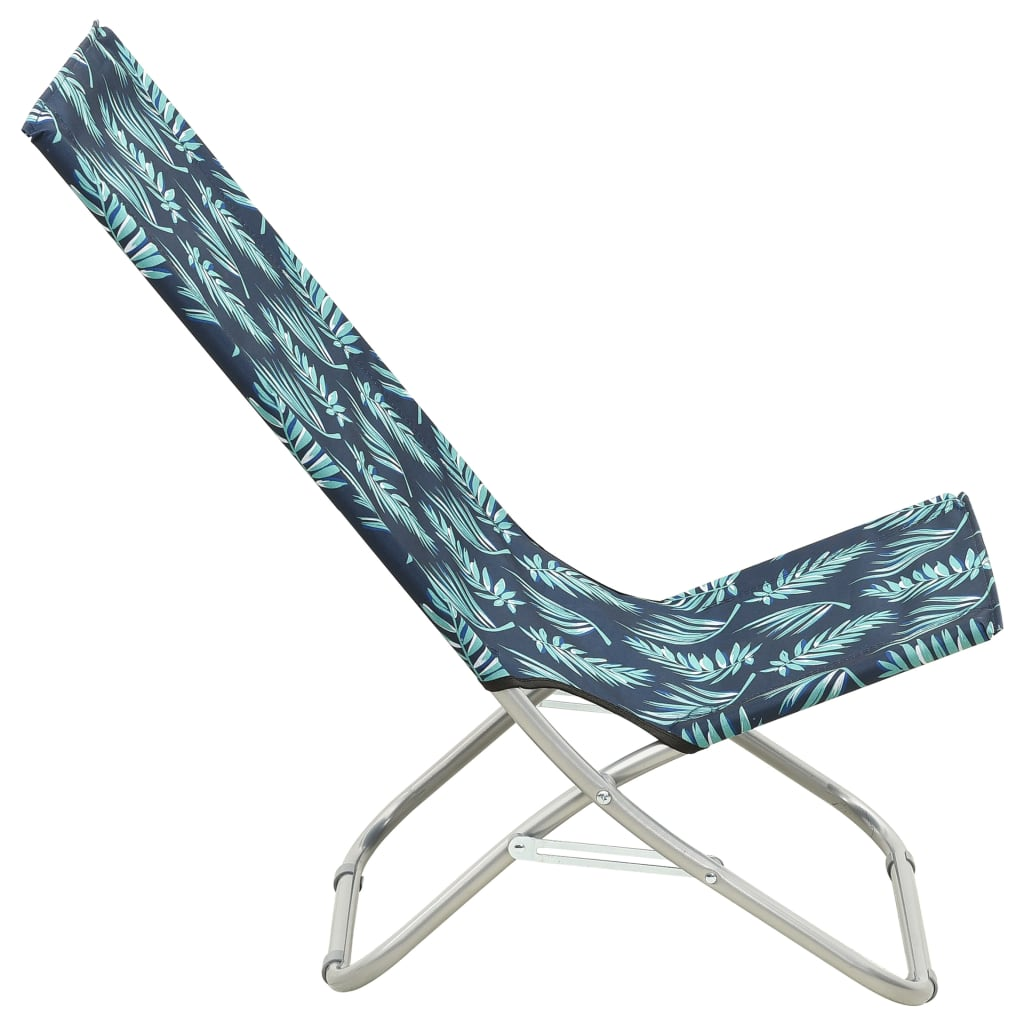 Folding Beach Chairs 2 pcs Leaf Print Fabric - Comfortable and Durable