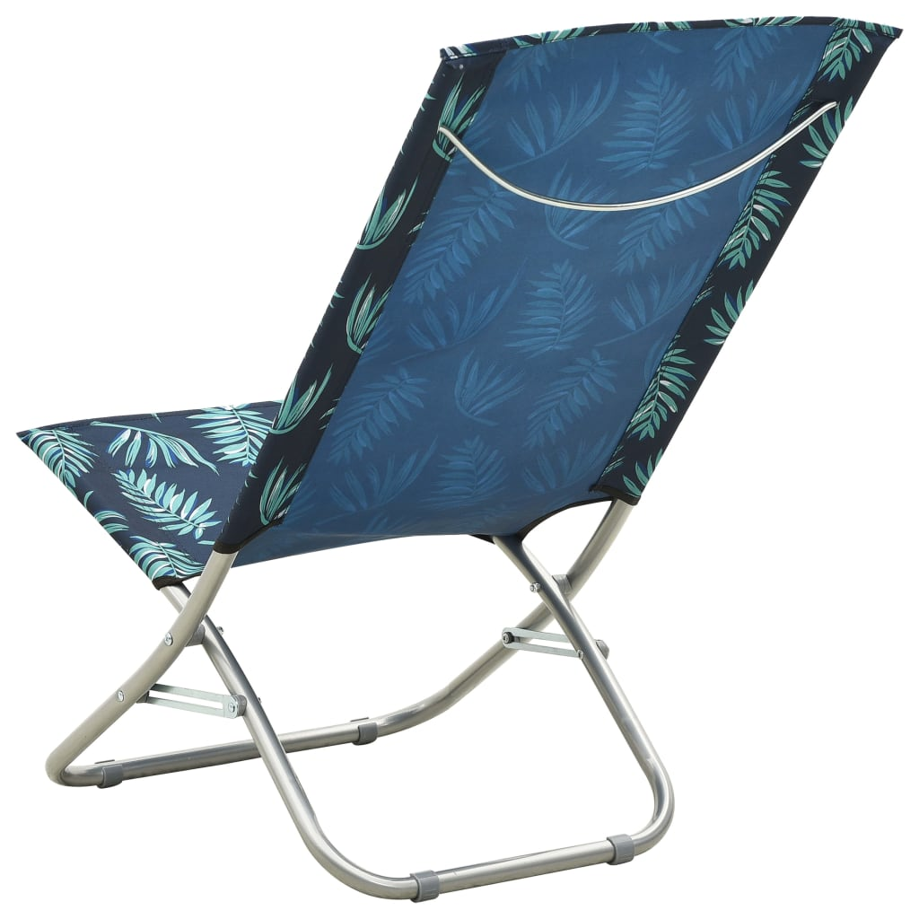 Folding Beach Chairs 2 pcs Leaf Print Fabric - Comfortable and Durable