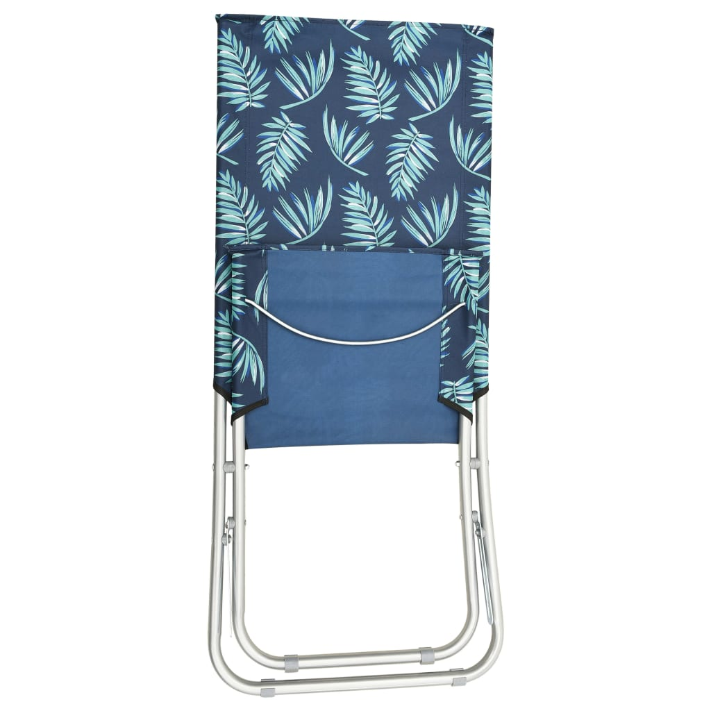 Folding Beach Chairs 2 pcs Leaf Print Fabric - Comfortable and Durable