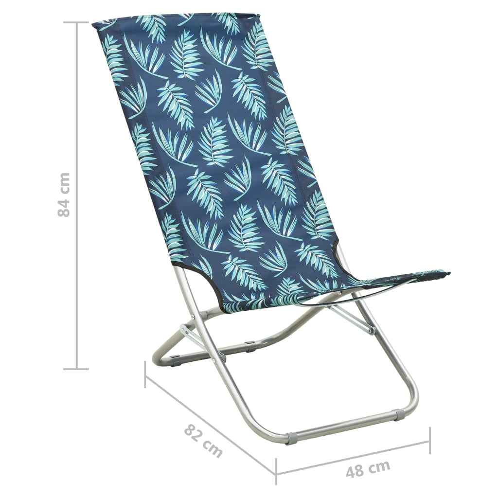 Folding Beach Chairs 2 pcs Leaf Print Fabric - Comfortable and Durable