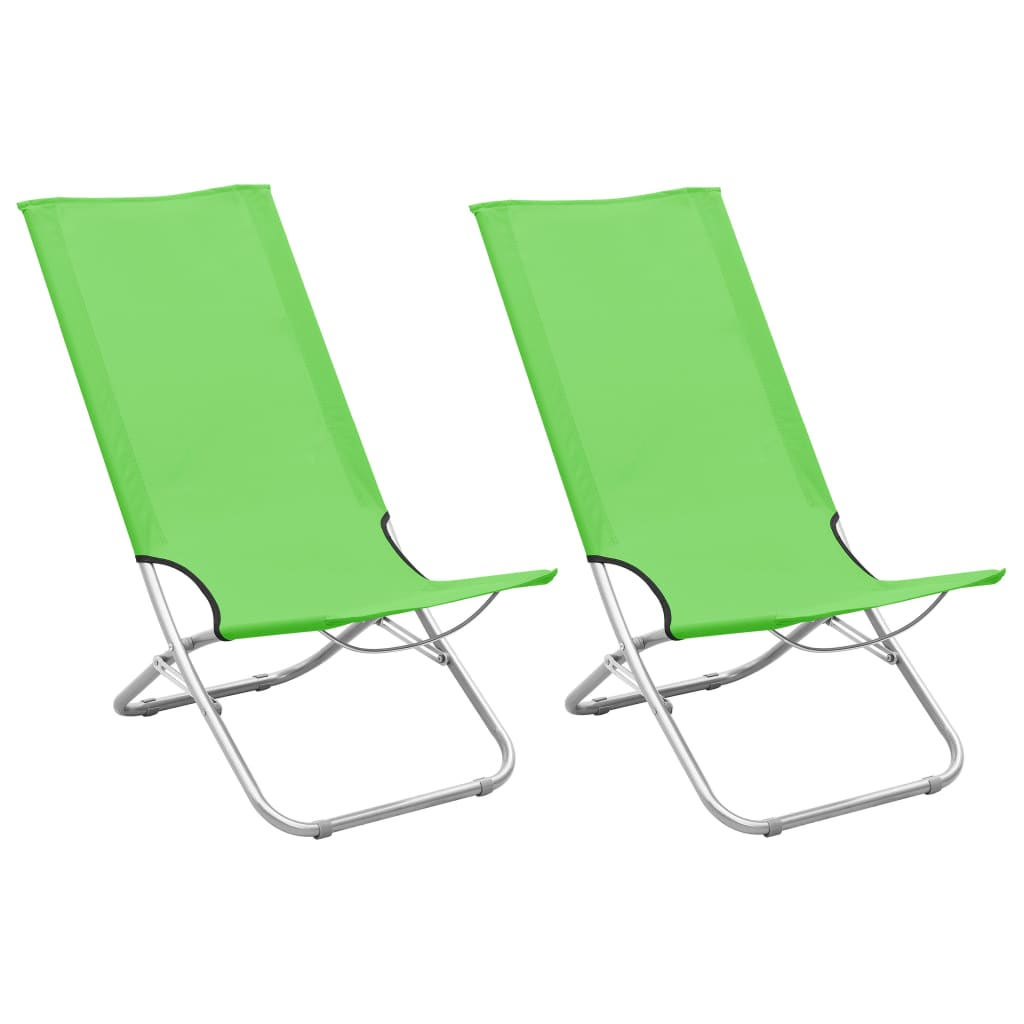 Folding Beach Chairs 2 pcs Green Fabric - Relax in Style