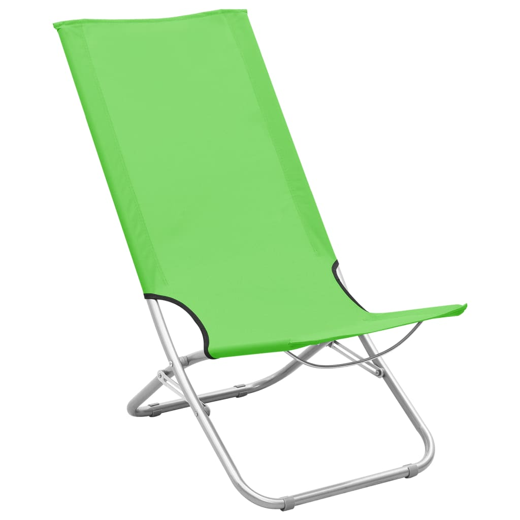 Folding Beach Chairs 2 pcs Green Fabric - Relax in Style