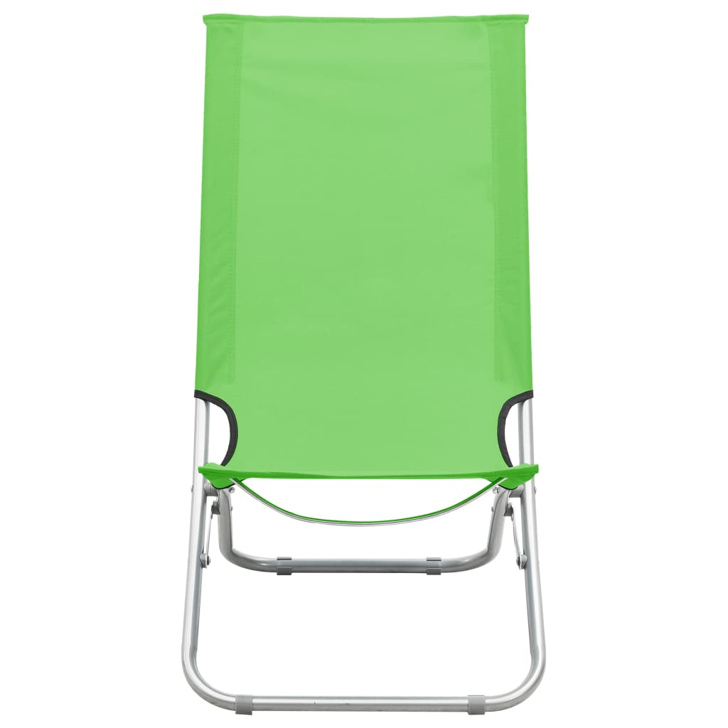 Folding Beach Chairs 2 pcs Green Fabric - Relax in Style