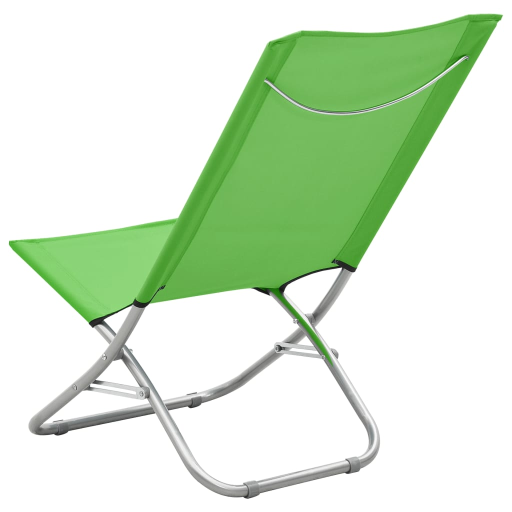 Folding Beach Chairs 2 pcs Green Fabric - Relax in Style