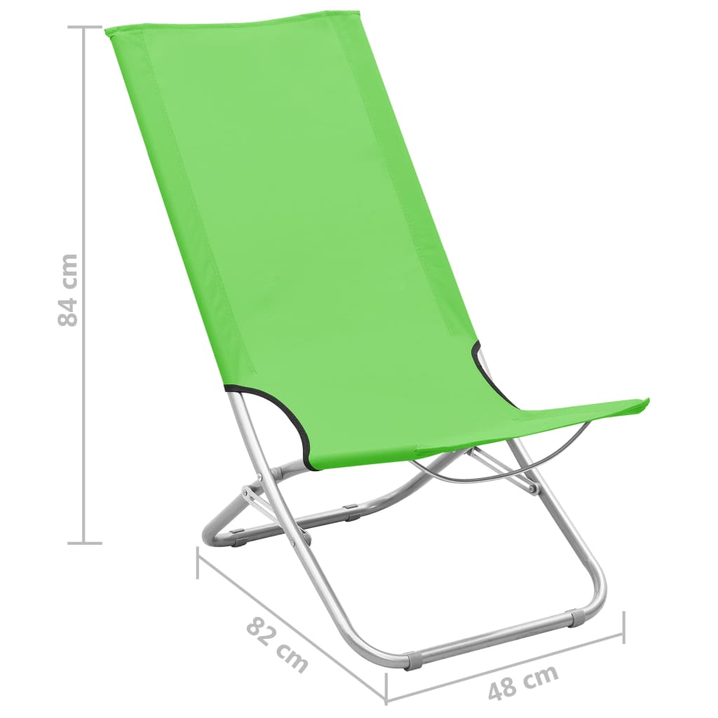 Folding Beach Chairs 2 pcs Green Fabric - Relax in Style