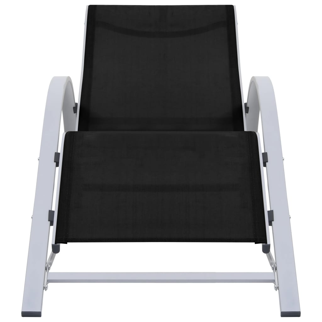 Sun Loungers 2 pcs with Table Aluminium Black - Outdoor Lounge Set