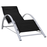 Sun Loungers 2 pcs with Table Aluminium Black - Outdoor Lounge Set