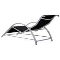 Sun Loungers 2 pcs with Table Aluminium Black - Outdoor Lounge Set