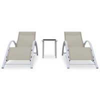 Sun Loungers 2 pcs with Table Aluminium Cream - Outdoor Furniture