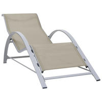 Sun Loungers 2 pcs with Table Aluminium Cream - Outdoor Furniture