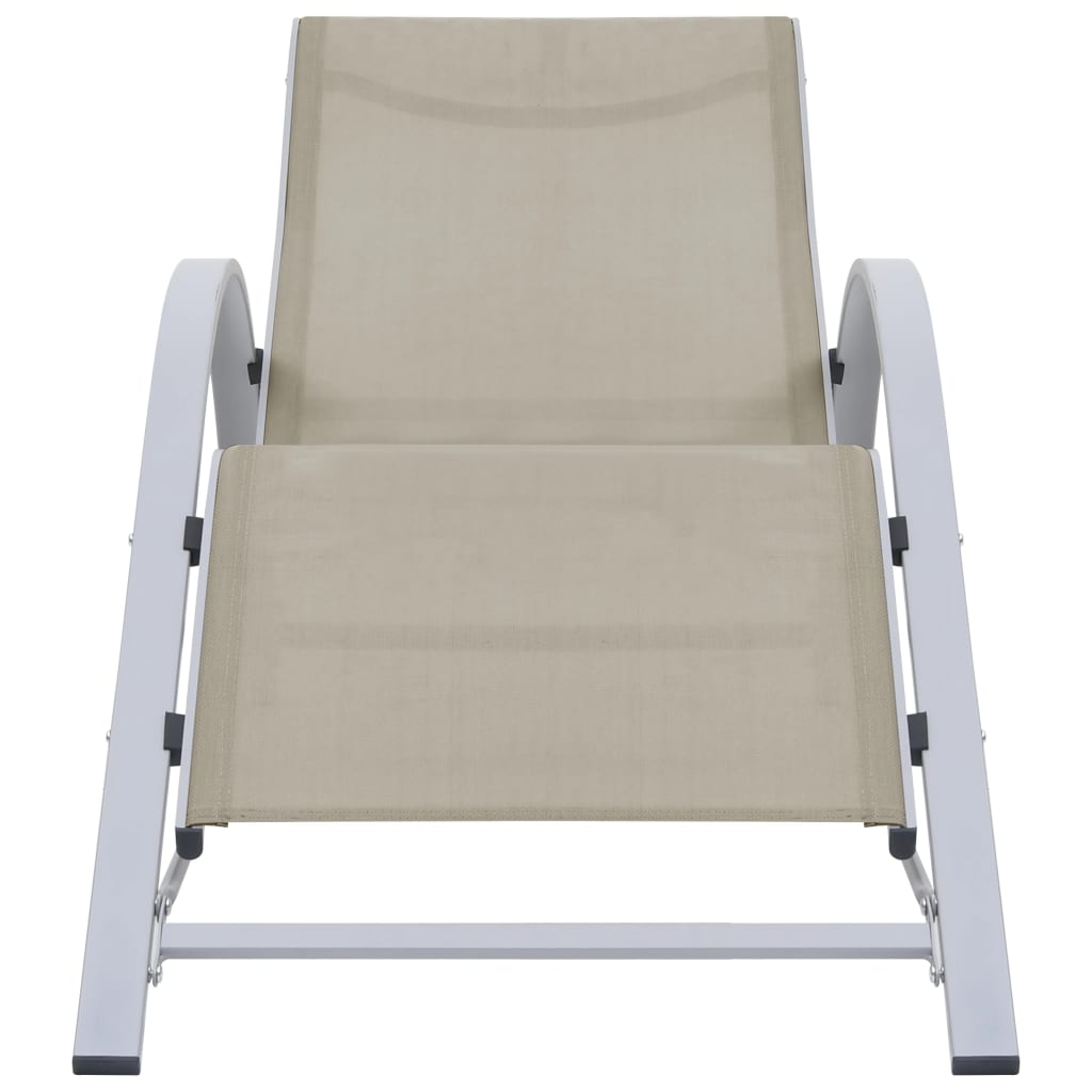 Sun Loungers 2 pcs with Table Aluminium Cream - Outdoor Furniture