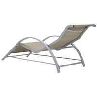 Sun Loungers 2 pcs with Table Aluminium Cream - Outdoor Furniture