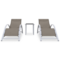 Sun Loungers 2 pcs with Table Aluminium Taupe