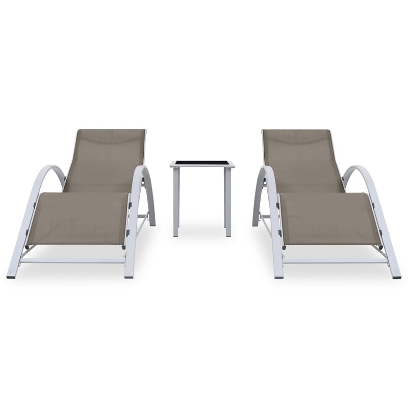 Sun Loungers 2 pcs with Table Aluminium Taupe