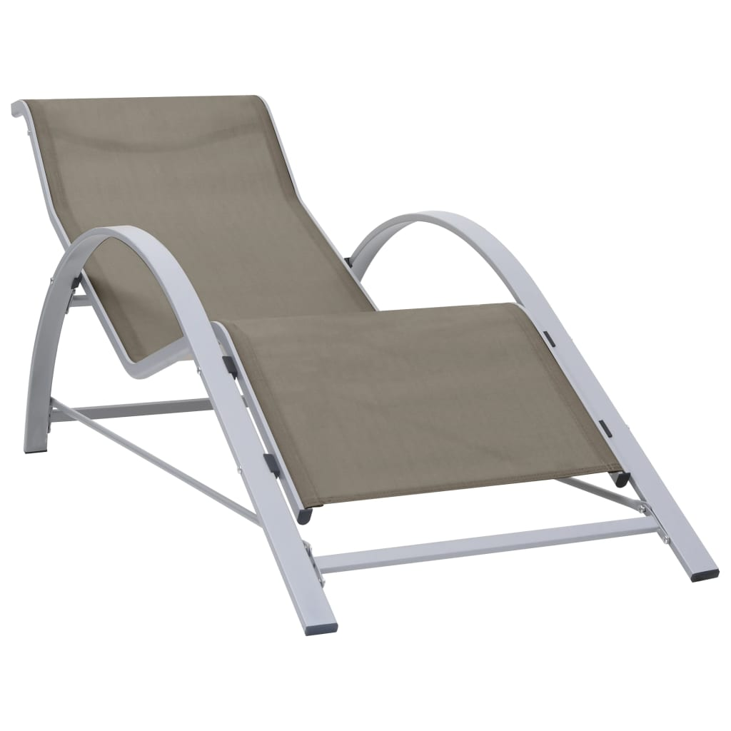 Sun Loungers 2 pcs with Table Aluminium Taupe