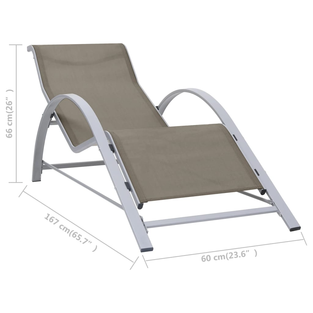 Sun Loungers 2 pcs with Table Aluminium Taupe