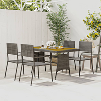 vidaXL 5 Piece Outdoor Dining Set Poly Rattan Grey - Premium Quality, Sturdy Frame, Ergonomic Design