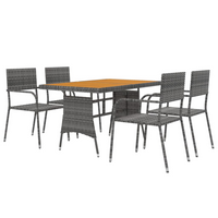 vidaXL 5 Piece Outdoor Dining Set Poly Rattan Grey - Premium Quality, Sturdy Frame, Ergonomic Design