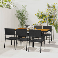 vidaXL 7 Piece Outdoor Dining Set Poly Rattan Black