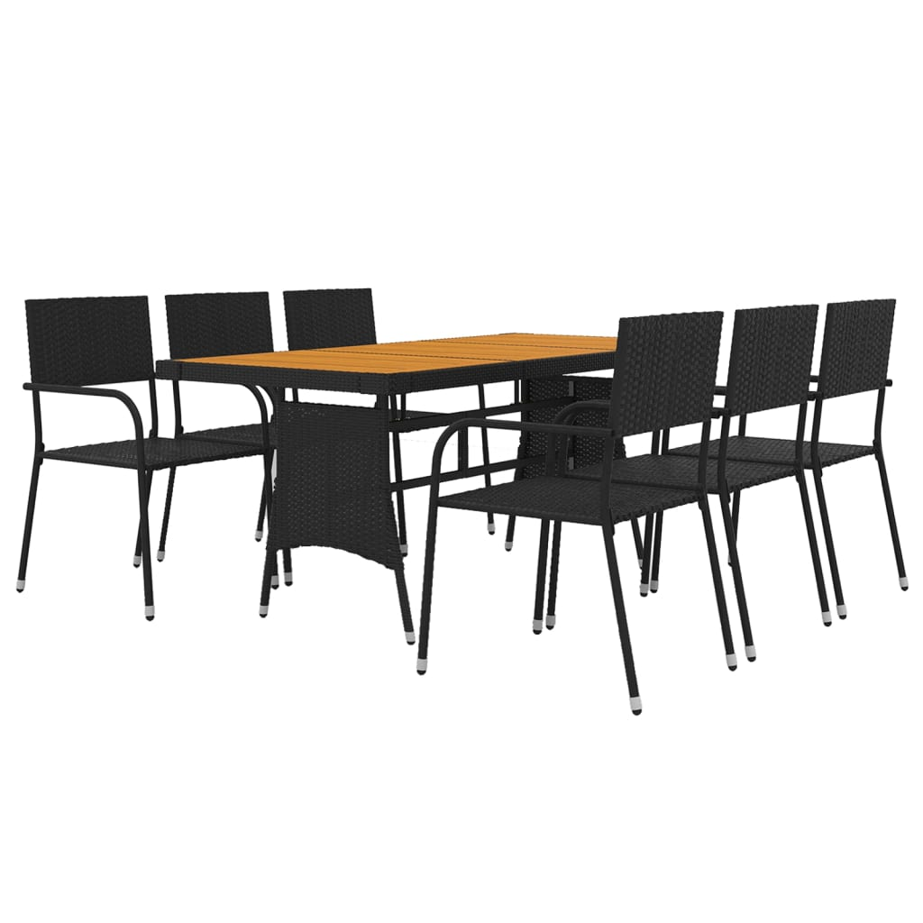 vidaXL 7 Piece Outdoor Dining Set Poly Rattan Black