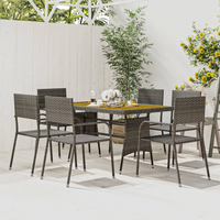 vidaXL 7 Piece Outdoor Dining Set Poly Rattan Grey | Patio Furniture Set