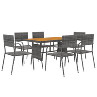 vidaXL 7 Piece Outdoor Dining Set Poly Rattan Grey | Patio Furniture Set