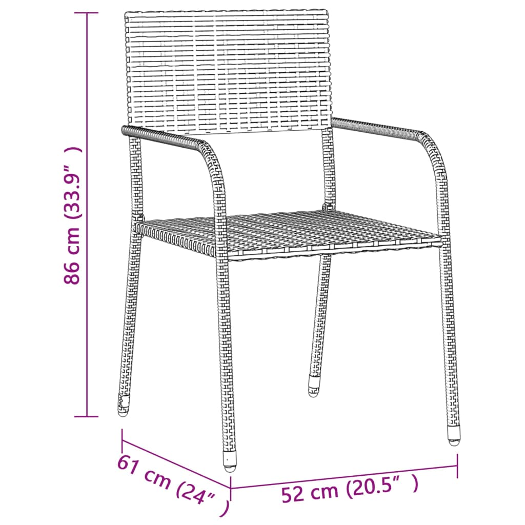 vidaXL 7 Piece Outdoor Dining Set Poly Rattan Grey | Patio Furniture Set