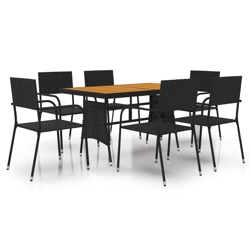 vidaXL 7 Piece Outdoor Dining Set Poly Rattan Black