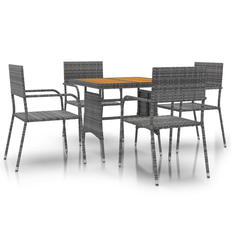 vidaXL 5 Piece Outdoor Dining Set Poly Rattan Grey | Premium Material