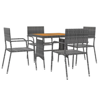 vidaXL 5 Piece Outdoor Dining Set Poly Rattan Grey | Premium Material