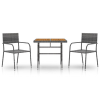 vidaXL 3 Piece Outdoor Dining Set Poly Rattan Grey