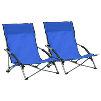 Folding Beach Chairs 2 pcs Blue Fabric - Comfortable and Weather-Resistant