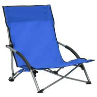 Folding Beach Chairs 2 pcs Blue Fabric - Comfortable and Weather-Resistant