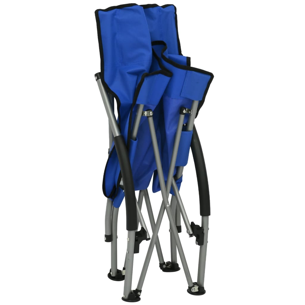 Folding Beach Chairs 2 pcs Blue Fabric - Comfortable and Weather-Resistant