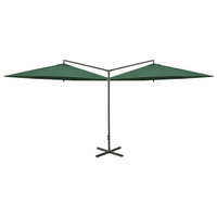 Double Parasol with Steel Pole Green 600 cm - Create Shade and Protect from Harmful UV Rays