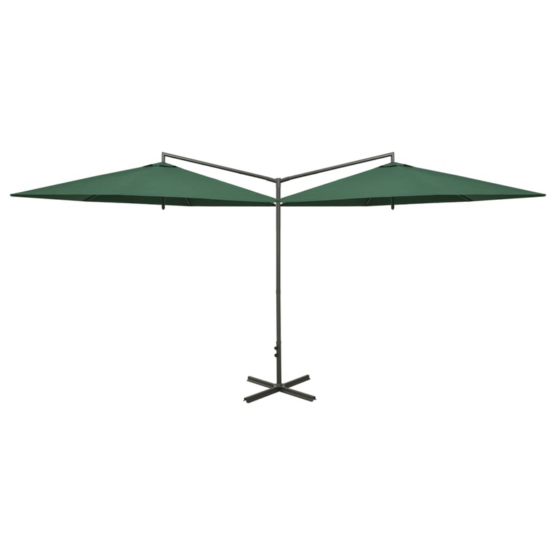 Double Parasol with Steel Pole Green 600 cm - Create Shade and Protect from Harmful UV Rays