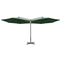 Double Parasol with Steel Pole Green 600 cm - Create Shade and Protect from Harmful UV Rays