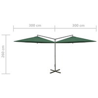 Double Parasol with Steel Pole Green 600 cm - Create Shade and Protect from Harmful UV Rays