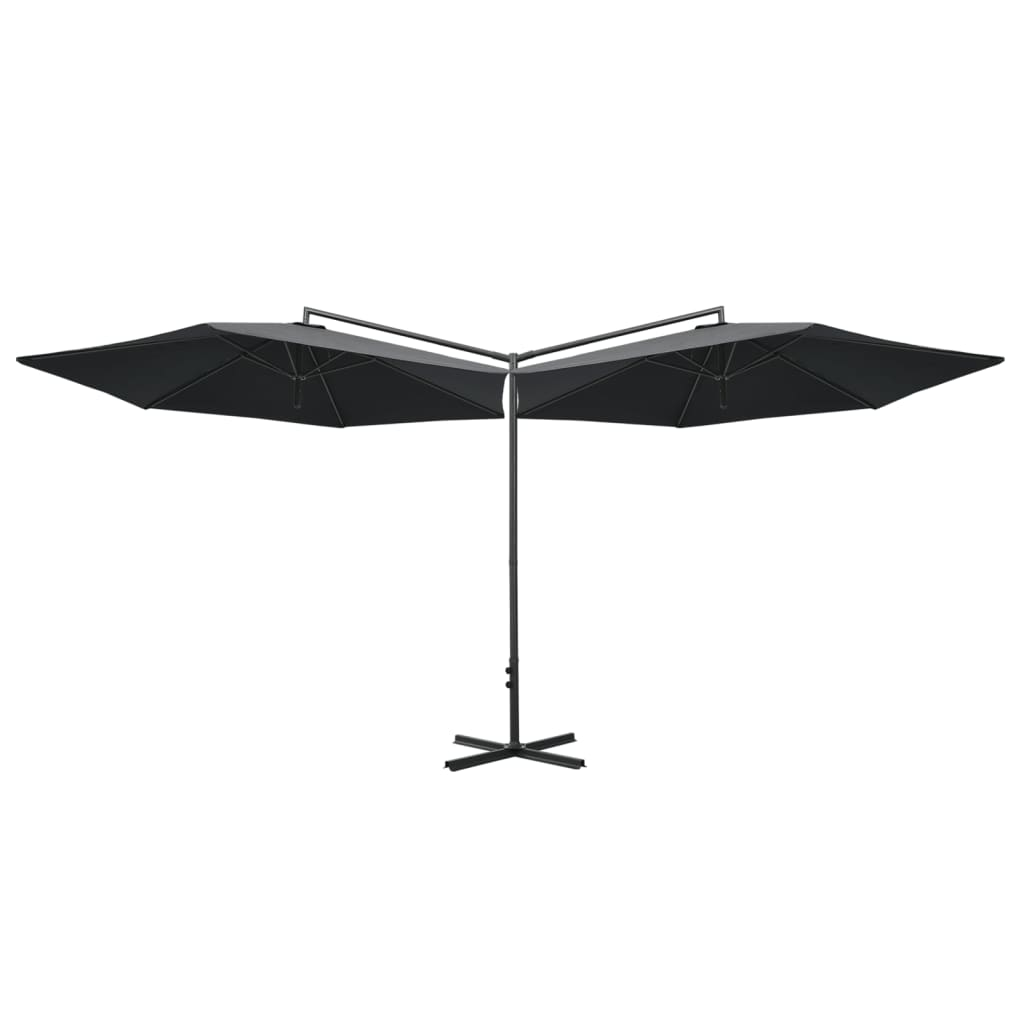 Double Parasol with Steel Pole Anthracite 600 cm - Create Shade & Protection