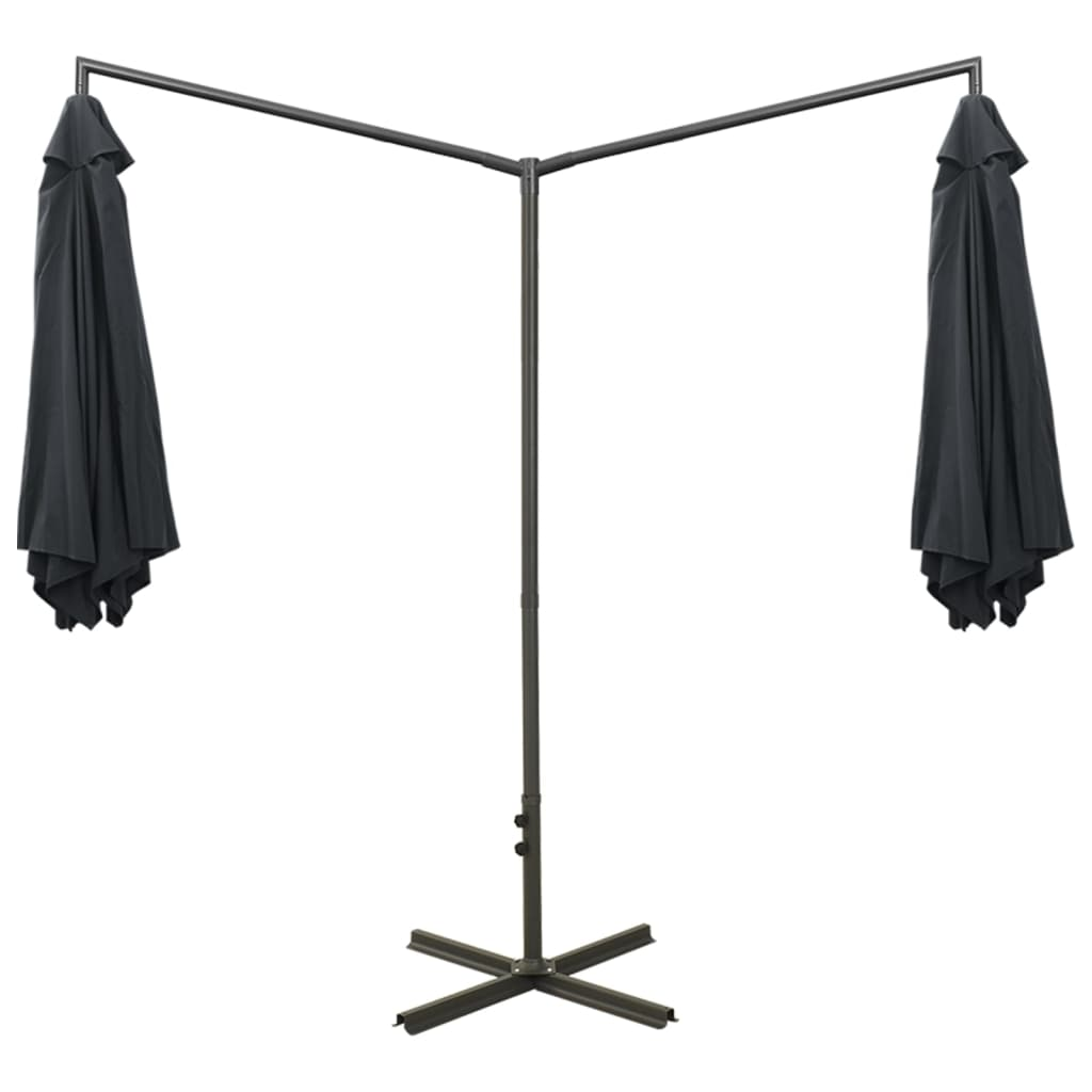 Double Parasol with Steel Pole Anthracite 600 cm - Create Shade & Protection