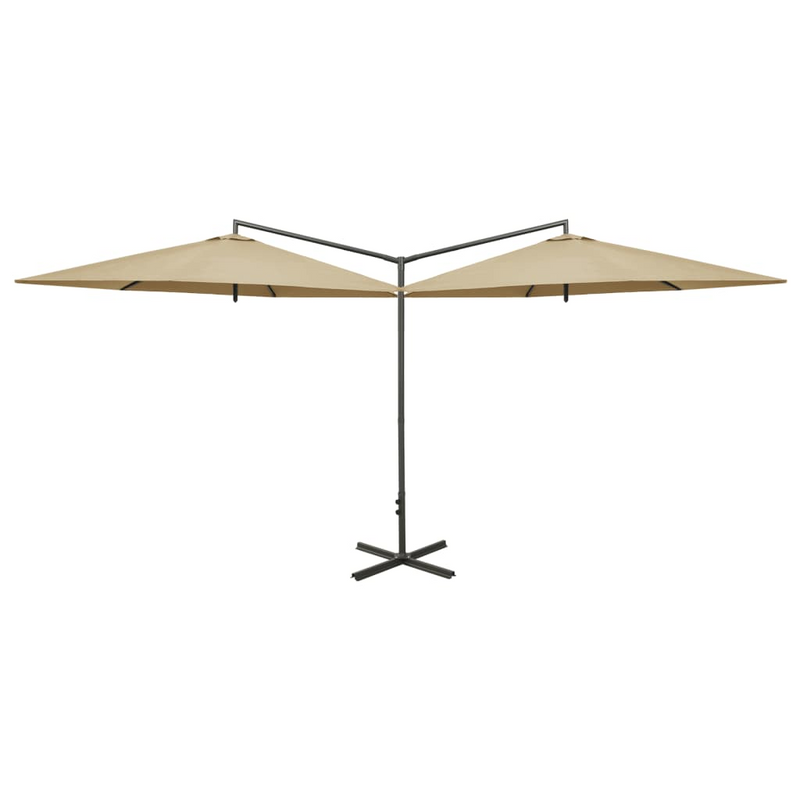 Double Parasol with Steel Pole Taupe 600 cm - Create Shade and Stay Protected