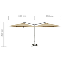 Double Parasol with Steel Pole Taupe 600 cm - Create Shade and Stay Protected