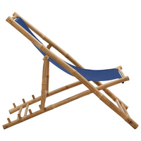 vidaXL Deck Chair Bamboo and Canvas Navy Blue - Outdoor Furniture